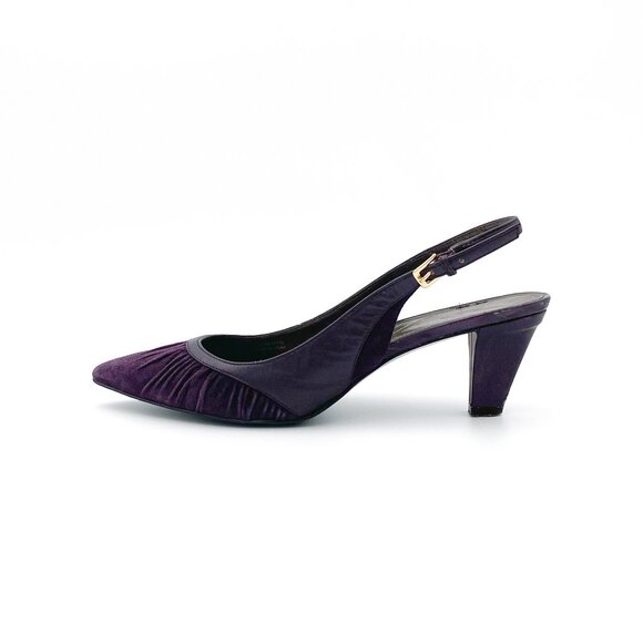 TAHARI | Mae Suede & Leather Slingback Kitten Heels in Dusk Purple - Picture 1 of 11